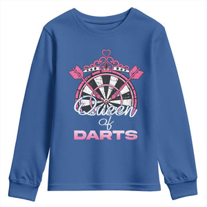 Queen Of Darts Youth Sweatshirt Funny Dart Gift For Women TS12 Royal Blue Print Your Wear