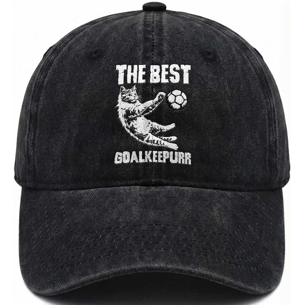 The Best Cat Goalkeeper Washed Cotton Baseball Cap Soccer Player Gift TS12 Print Your Wear