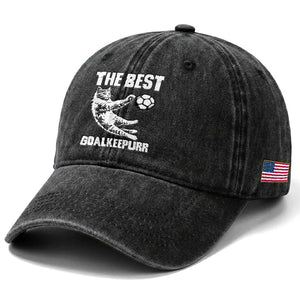 The Best Cat Goalkeeper Washed Cotton Baseball Cap Soccer Player Gift TS12 Print Your Wear