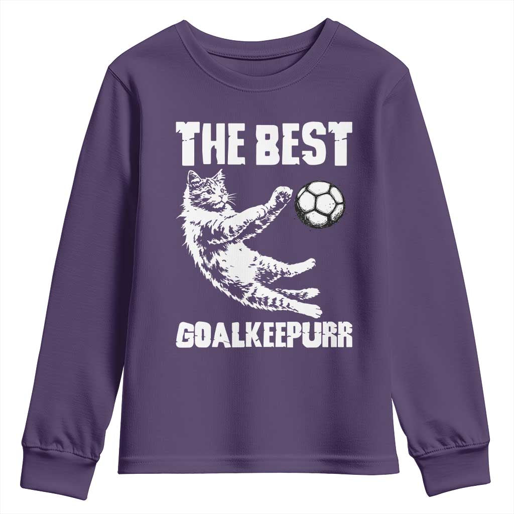 The Best Cat Goalkeeper Youth Sweatshirt Soccer Player Gift TS12 Purple Print Your Wear