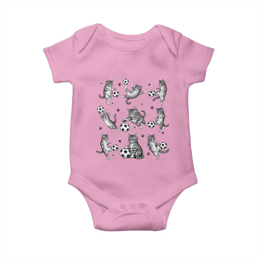 Funny Cat Soccer Player Baby Onesie Gift For Soccer Lovers TS12 Light Pink Print Your Wear