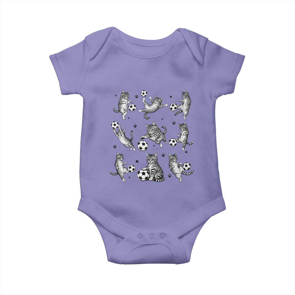 Funny Cat Soccer Player Baby Onesie Gift For Soccer Lovers TS12 Violet Print Your Wear