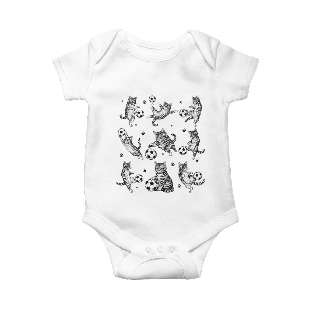 Funny Cat Soccer Player Baby Onesie Gift For Soccer Lovers TS12 White Print Your Wear