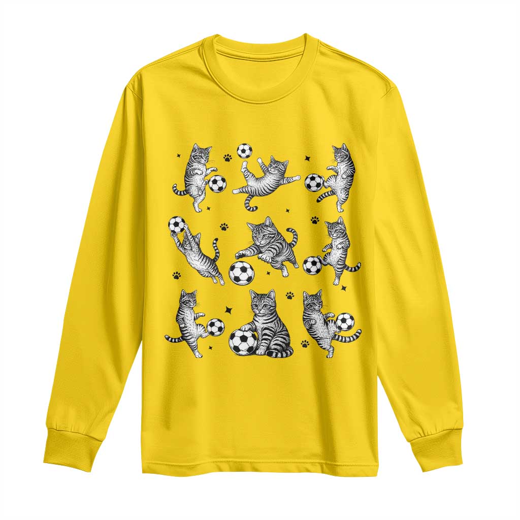 Funny Cat Soccer Player Long Sleeve Shirt Gift For Soccer Lovers TS12 Daisy Print Your Wear
