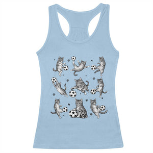 Funny Cat Soccer Player Racerback Tank Top Gift For Soccer Lovers TS12 Light Blue Print Your Wear