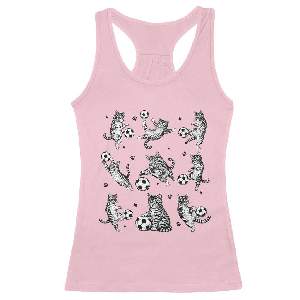 Funny Cat Soccer Player Racerback Tank Top Gift For Soccer Lovers TS12 Light Pink Print Your Wear