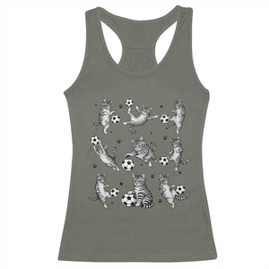 Funny Cat Soccer Player Racerback Tank Top Gift For Soccer Lovers TS12 Military Green Print Your Wear