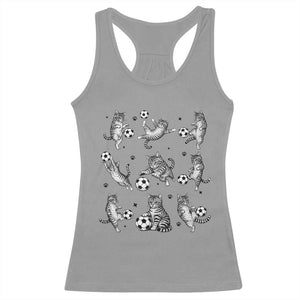 Funny Cat Soccer Player Racerback Tank Top Gift For Soccer Lovers TS12 Sport Gray Print Your Wear