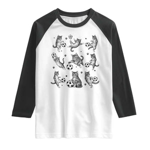 Funny Cat Soccer Player Raglan Shirt Gift For Soccer Lovers TS12 White Black Print Your Wear