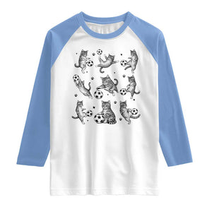 Funny Cat Soccer Player Raglan Shirt Gift For Soccer Lovers TS12 White Carolina Blue Print Your Wear