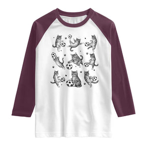 Funny Cat Soccer Player Raglan Shirt Gift For Soccer Lovers TS12 White Maroon Print Your Wear