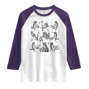 Funny Cat Soccer Player Raglan Shirt Gift For Soccer Lovers TS12 White Purple Print Your Wear