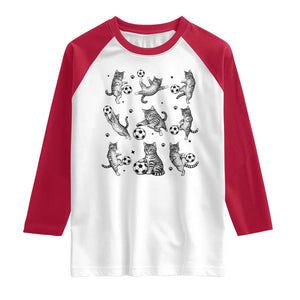 Funny Cat Soccer Player Raglan Shirt Gift For Soccer Lovers TS12 White Red Print Your Wear