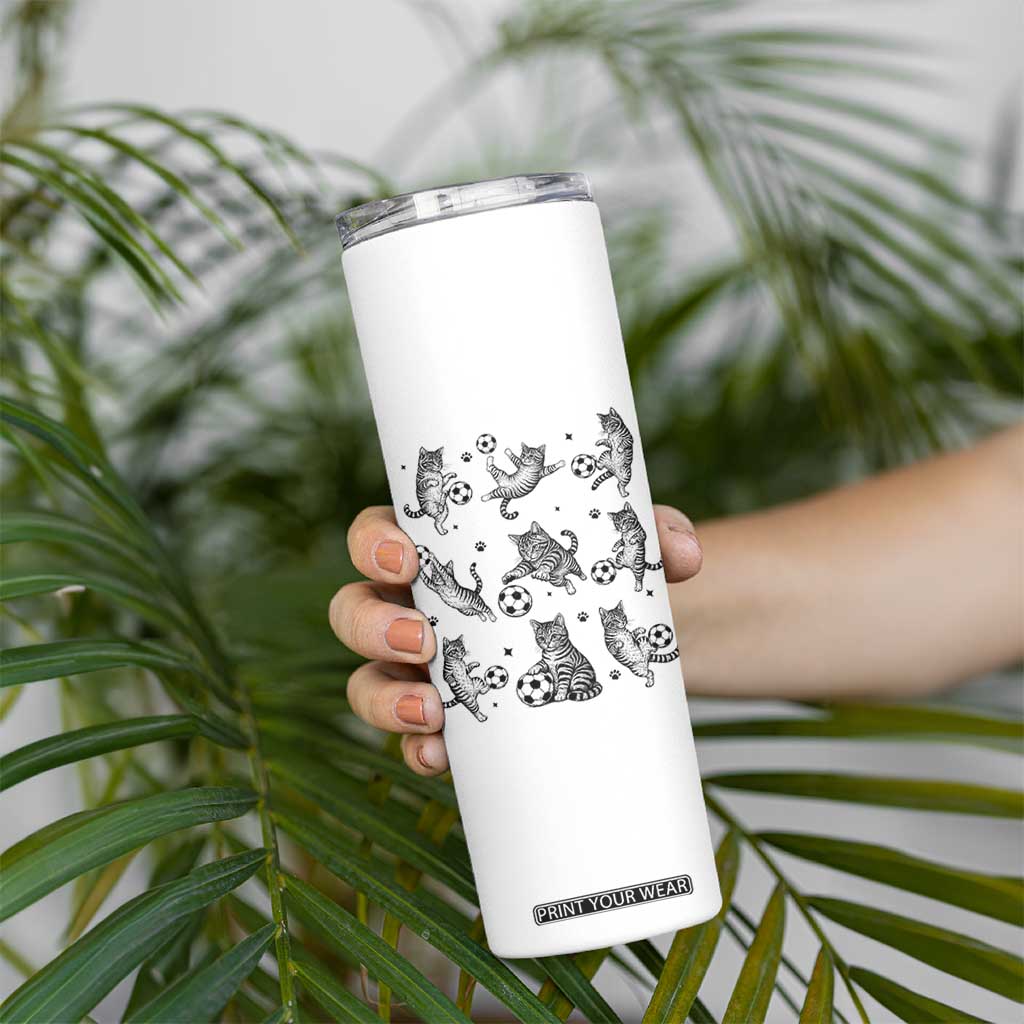 Funny Cat Soccer Player Skinny Tumbler Gift For Soccer Lovers TS12 Print Your Wear