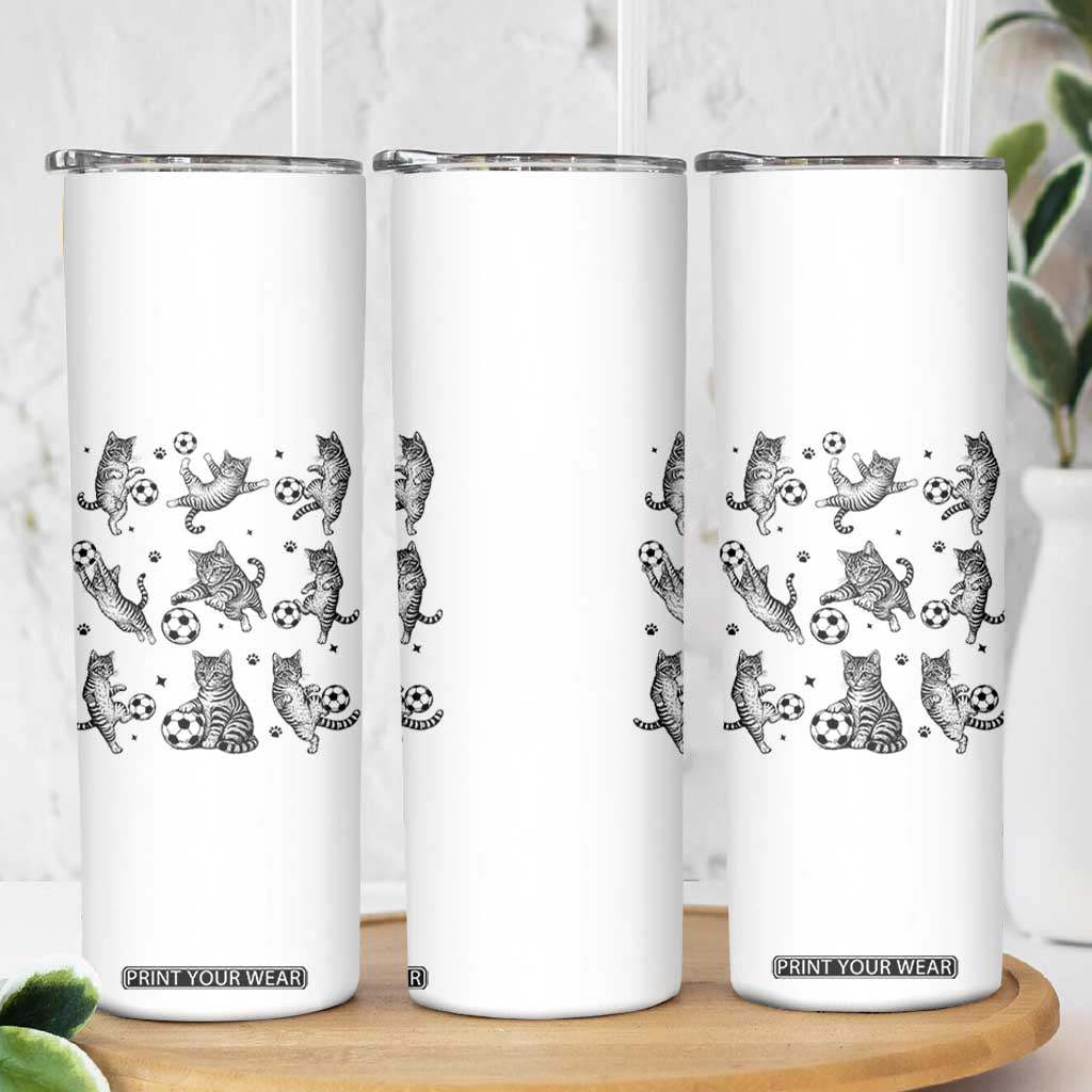 Funny Cat Soccer Player Skinny Tumbler Gift For Soccer Lovers TS12 Print Your Wear