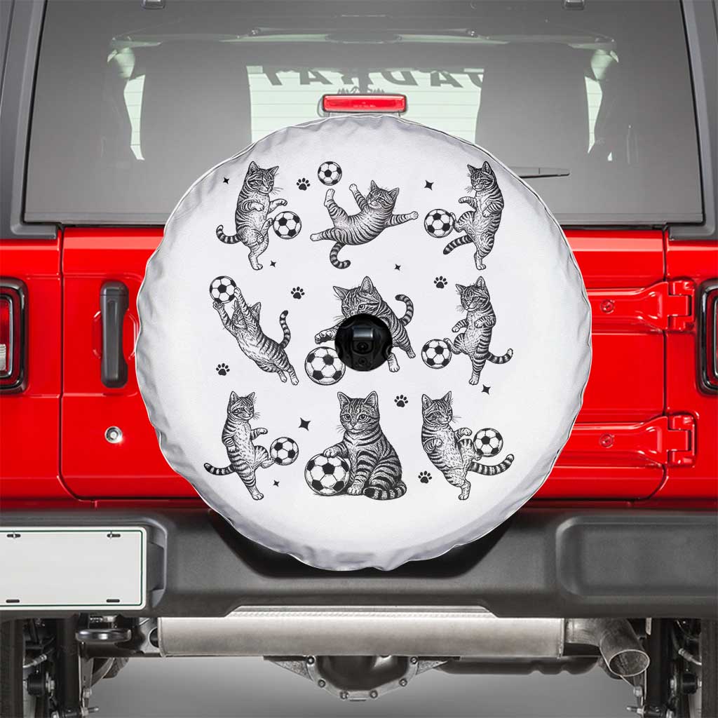 Funny Cat Soccer Player Spare Tire Cover Gift For Soccer Lovers TS12 White Print Your Wear