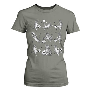 Funny Cat Soccer Player T Shirt For Women Gift For Soccer Lovers TS12 Military Green Print Your Wear