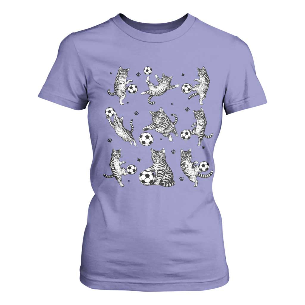 Funny Cat Soccer Player T Shirt For Women Gift For Soccer Lovers TS12 Violet Print Your Wear