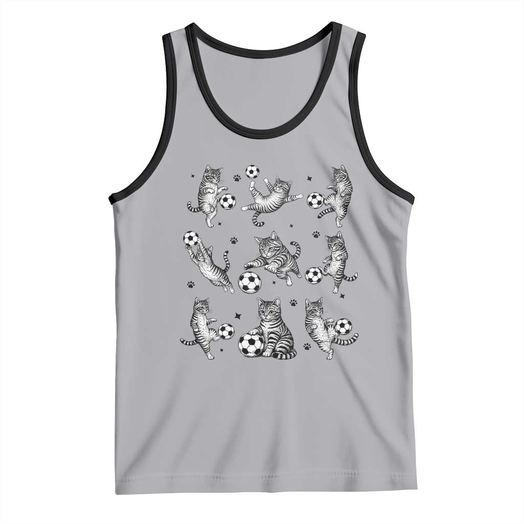 Funny Cat Soccer Player Tank Top Gift For Soccer Lovers TS12 Athletic Heather Black Print Your Wear