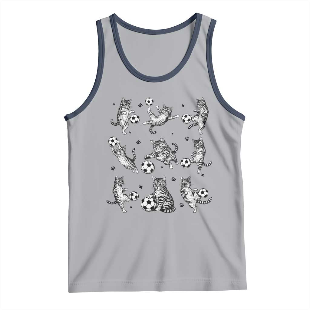 Funny Cat Soccer Player Tank Top Gift For Soccer Lovers TS12 Athletic Heather Navy Print Your Wear