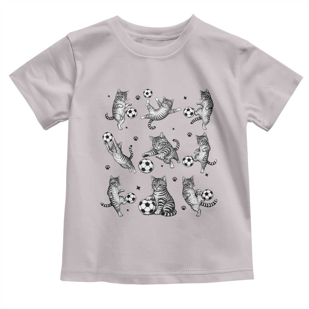 Funny Cat Soccer Player Toddler T Shirt Gift For Soccer Lovers TS12 Ice Gray Print Your Wear