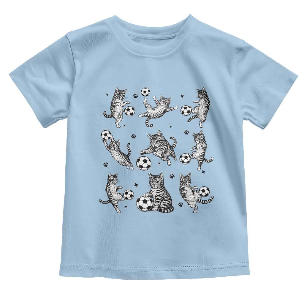 Funny Cat Soccer Player Toddler T Shirt Gift For Soccer Lovers TS12 Light Blue Print Your Wear