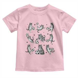 Funny Cat Soccer Player Toddler T Shirt Gift For Soccer Lovers TS12 Light Pink Print Your Wear
