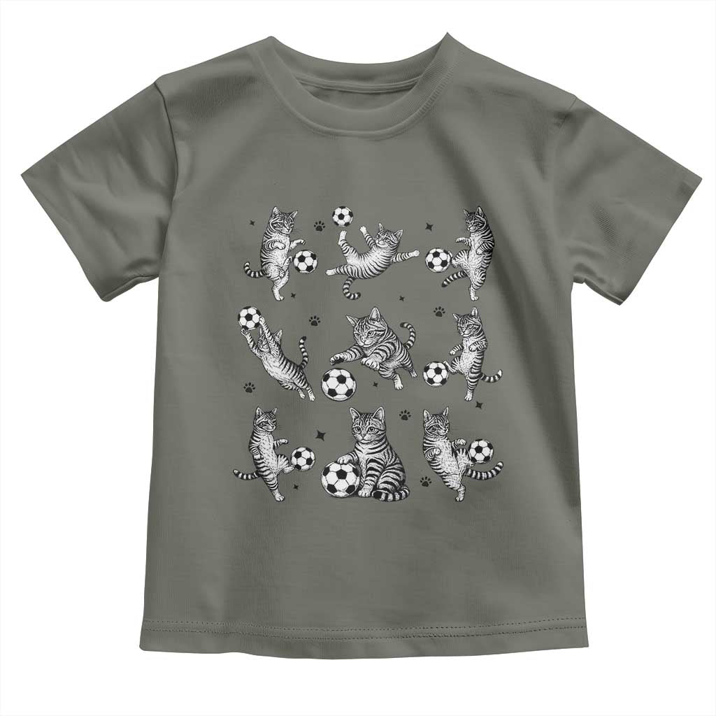 Funny Cat Soccer Player Toddler T Shirt Gift For Soccer Lovers TS12 Military Green Print Your Wear