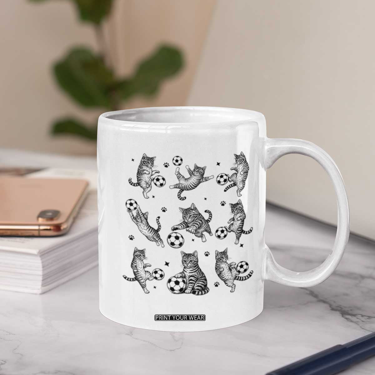 Funny Cat Soccer Player Coffee Mug Gift For Soccer Lovers TS12 Print Your Wear