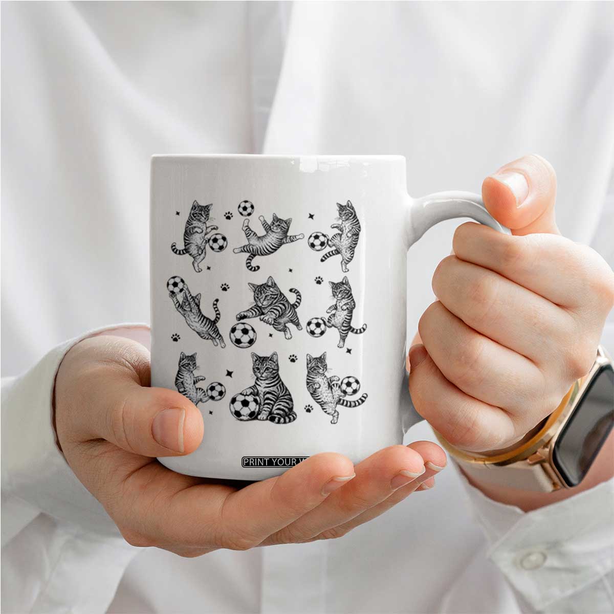 Funny Cat Soccer Player Coffee Mug Gift For Soccer Lovers TS12 Print Your Wear