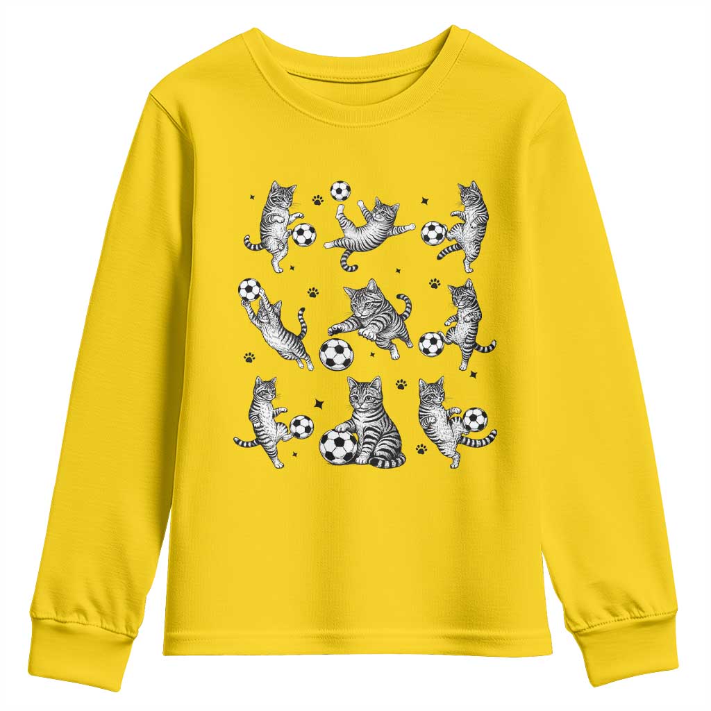 Funny Cat Soccer Player Youth Sweatshirt Gift For Soccer Lovers TS12 Daisy Print Your Wear