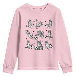 Funny Cat Soccer Player Youth Sweatshirt Gift For Soccer Lovers TS12 Light Pink Print Your Wear