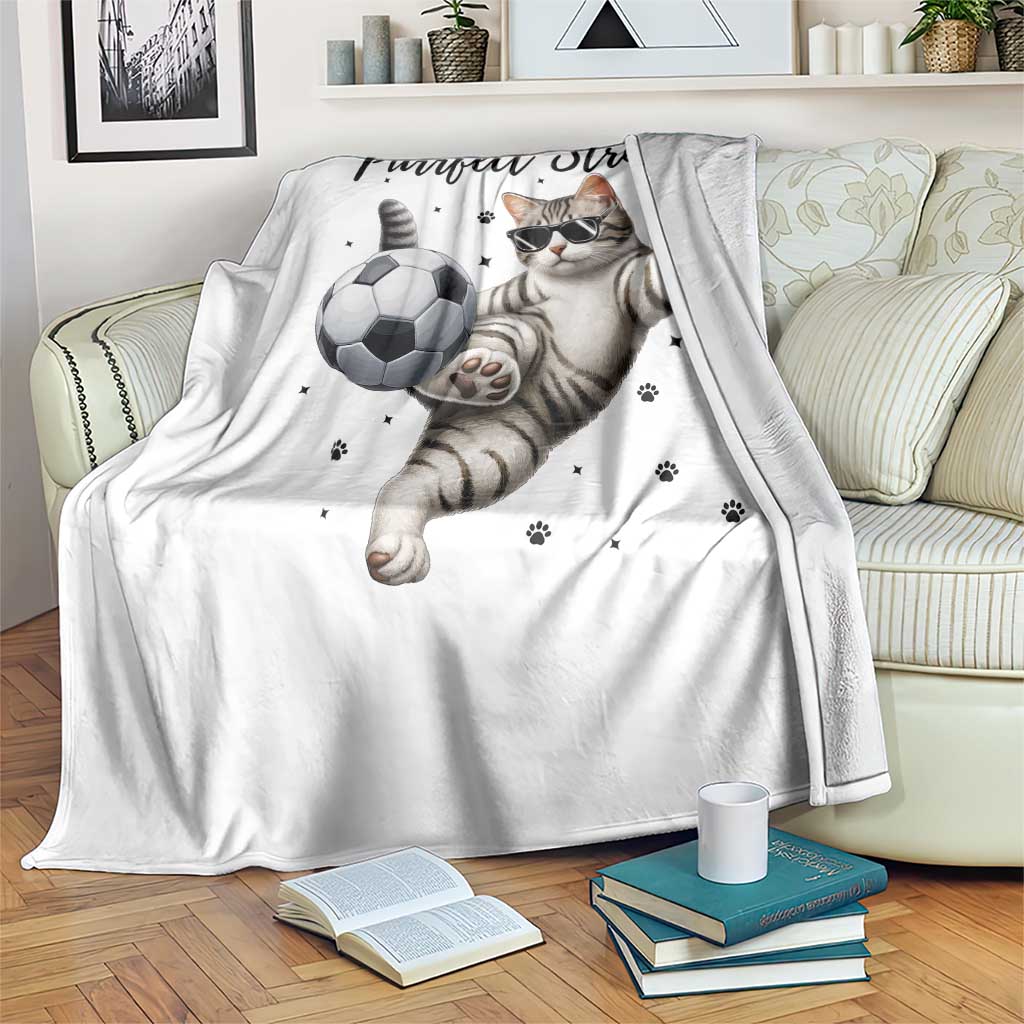 Purrfect Striker Throw Blanket Funny Cat Soccer Player Gift TS12 Print Your Wear