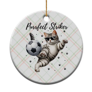 Purrfect Striker Ceramic Ornament Funny Cat Soccer Player Gift TS12 1pc Christmas Plaid Print Your Wear
