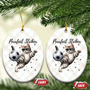 Purrfect Striker Ceramic Ornament Funny Cat Soccer Player Gift TS12 Print Your Wear