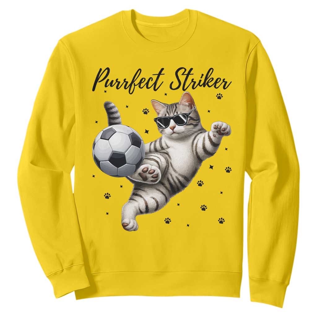 Purrfect Striker Sweatshirt Funny Cat Soccer Player Gift TS12 Daisy Print Your Wear