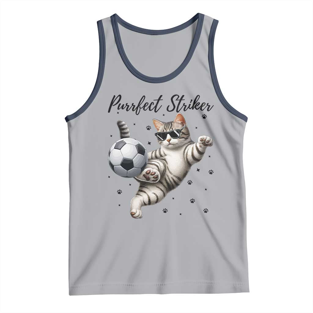 Purrfect Striker Tank Top Funny Cat Soccer Player Gift TS12 Athletic Heather Navy Print Your Wear