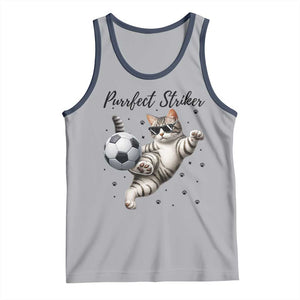 Purrfect Striker Tank Top Funny Cat Soccer Player Gift TS12 Athletic Heather Navy Print Your Wear