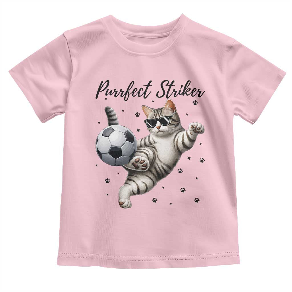 Purrfect Striker Toddler T Shirt Funny Cat Soccer Player Gift TS12 Light Pink Print Your Wear