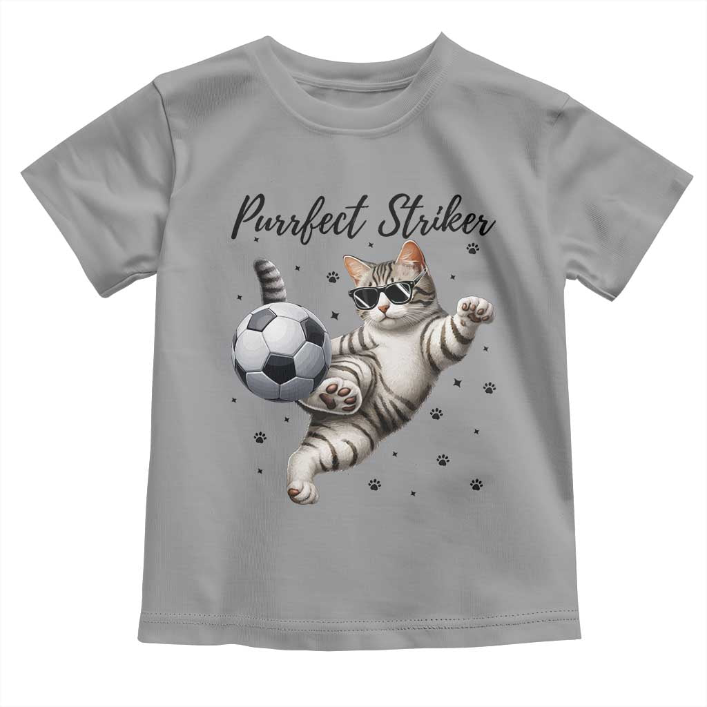 Purrfect Striker Toddler T Shirt Funny Cat Soccer Player Gift TS12 Sport Gray Print Your Wear
