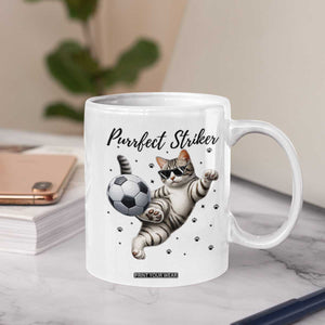 Purrfect Striker Coffee Mug Funny Cat Soccer Player Gift TS12 Print Your Wear