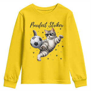 Purrfect Striker Youth Sweatshirt Funny Cat Soccer Player Gift TS12 Daisy Print Your Wear