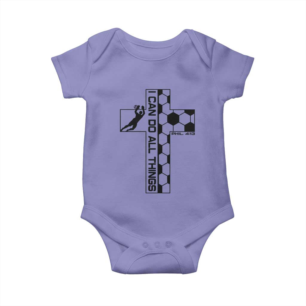 I Can Do All Things Through Soccer Christian Faith Gift Baby Onesie TS12 Violet Print Your Wear