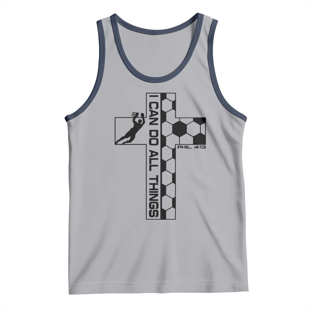 I Can Do All Things Through Soccer Christian Faith Gift Tank Top TS12 Athletic Heather Navy Print Your Wear