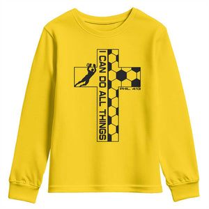 I Can Do All Things Through Soccer Christian Faith Gift Youth Sweatshirt TS12 Daisy Print Your Wear
