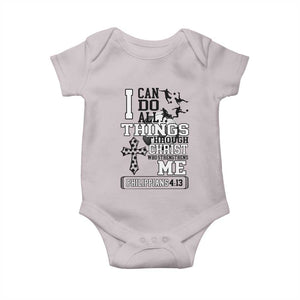 Soccer Christian Gift Baby Onesie I Can Do All Things Through Christ TS12 Ice Gray Print Your Wear