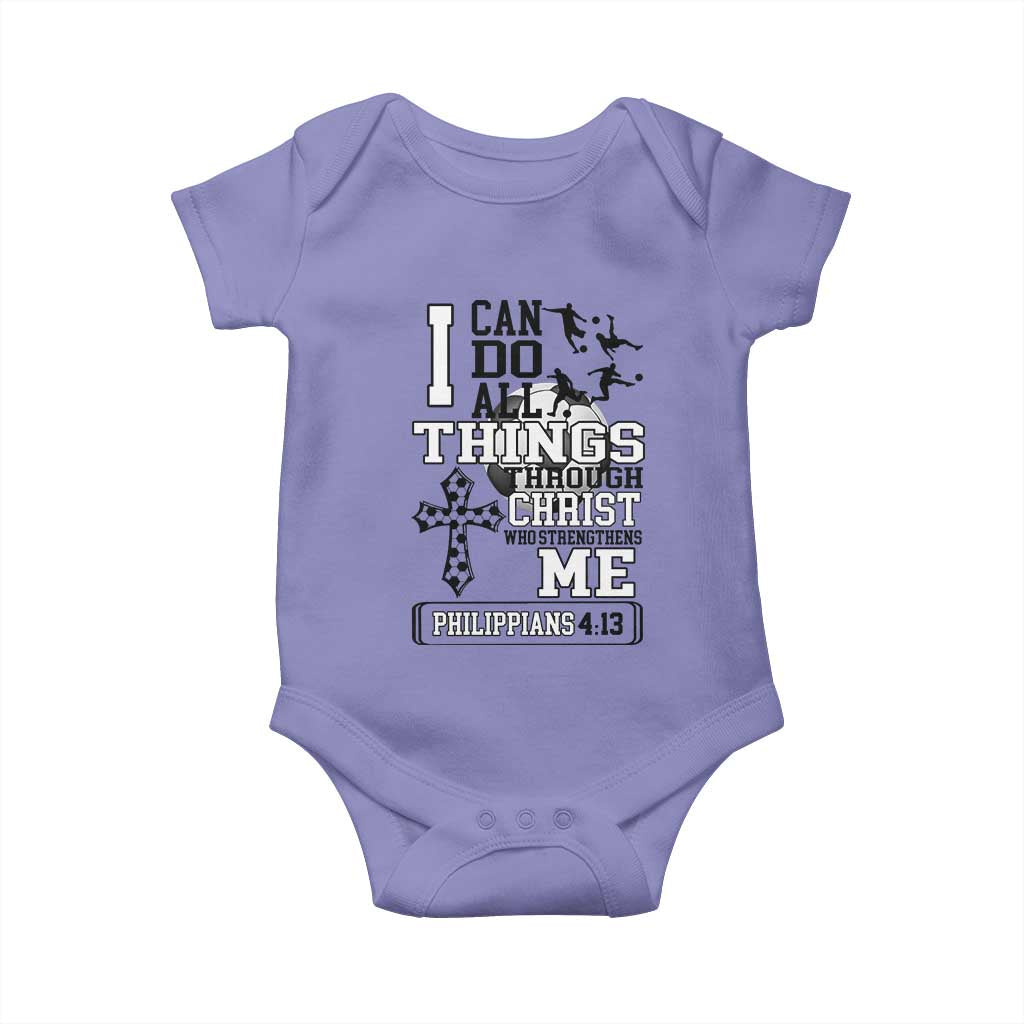 Soccer Christian Gift Baby Onesie I Can Do All Things Through Christ TS12 Violet Print Your Wear