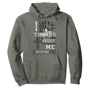 Soccer Christian Gift Hoodie I Can Do All Things Through Christ TS12 Military Green Print Your Wear