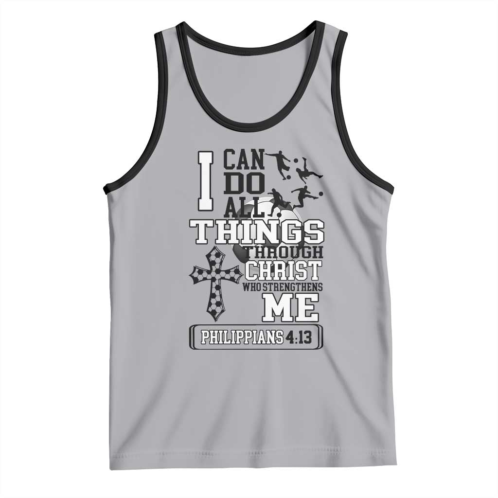 Soccer Christian Gift Tank Top I Can Do All Things Through Christ TS12 Athletic Heather Black Print Your Wear