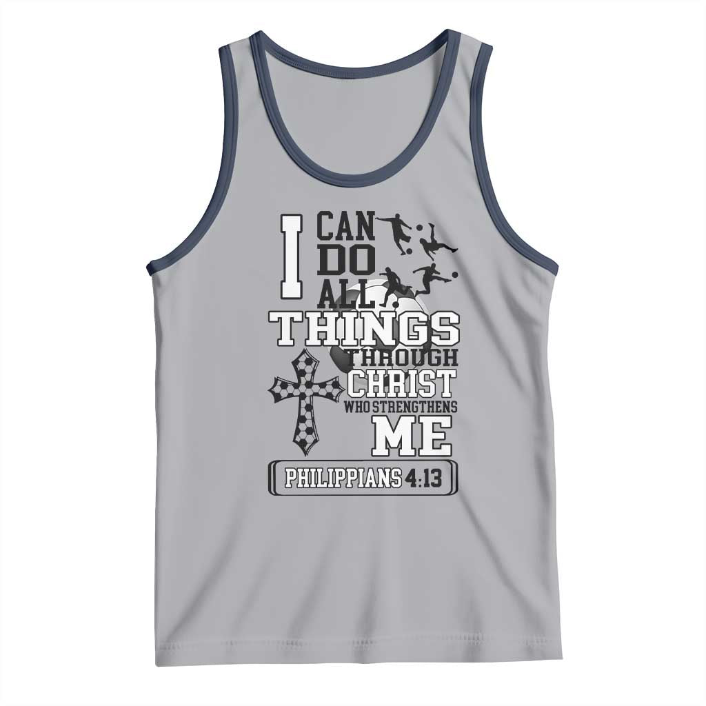 Soccer Christian Gift Tank Top I Can Do All Things Through Christ TS12 Athletic Heather Navy Print Your Wear